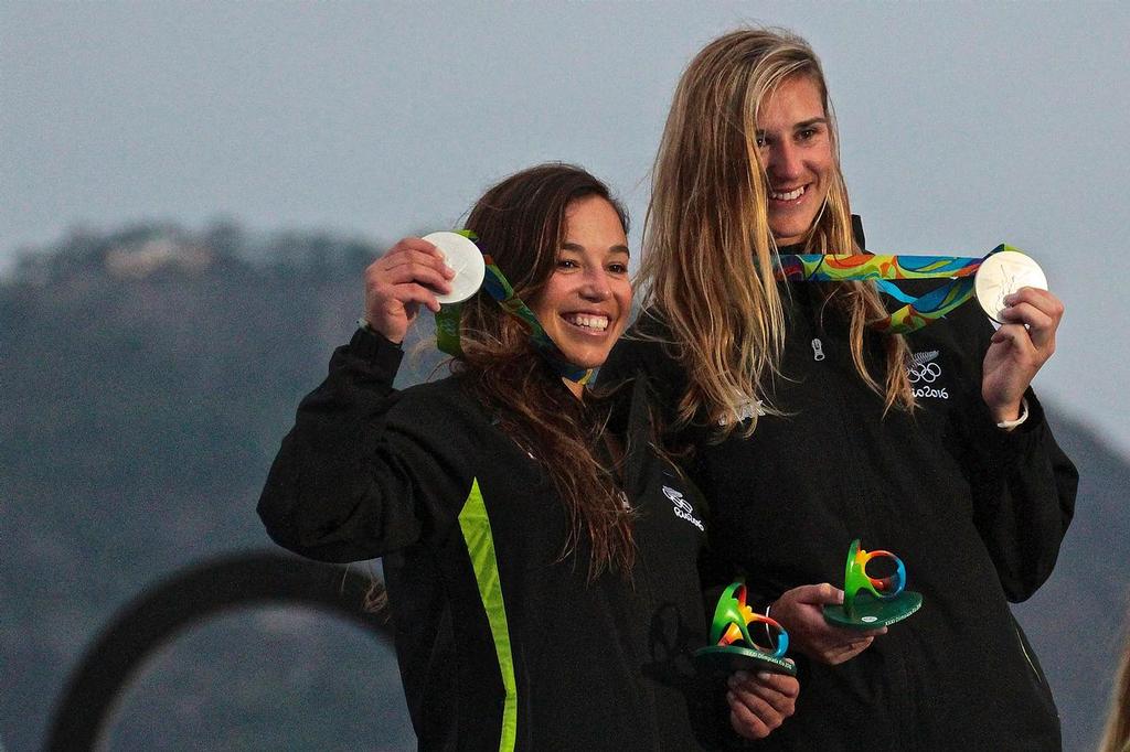Alex Maloney and Molly Meech (NZL) - Silver medalists - 49er FX - 2016 Olympic Regatta &copy; Richard Gladwell www.photosport.co.nz